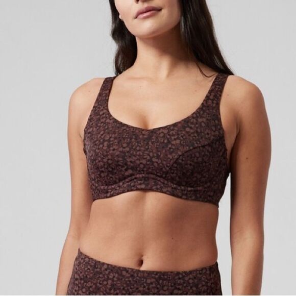 NWOT Athleta Bondi Bra Cup Bikini Top in Floral Camo Decadent Chocolate 32B/C - Picture 1 of 10